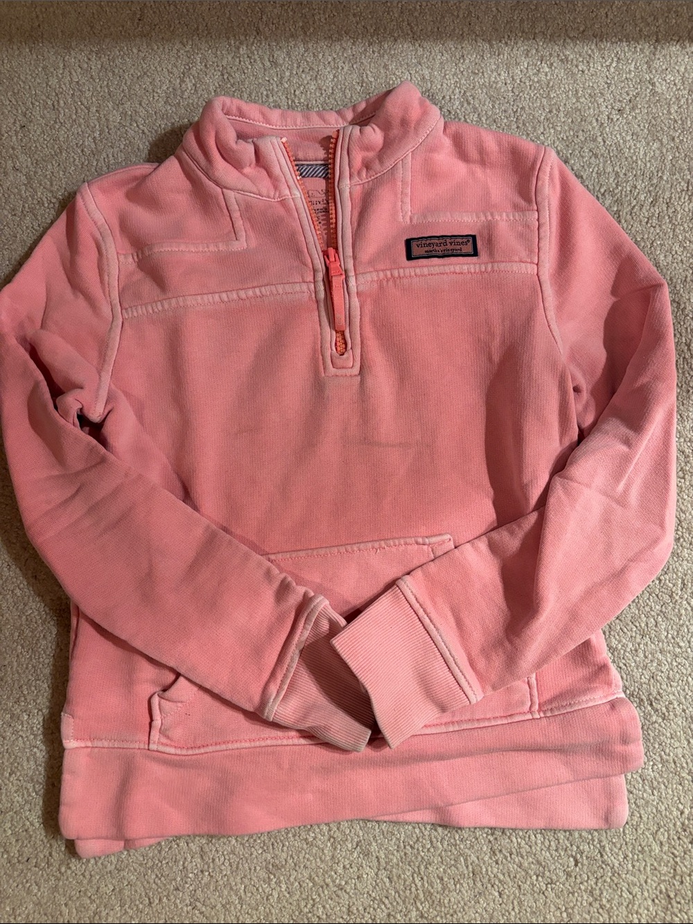 Girls Pink Quarter-Zip Sweatshirt